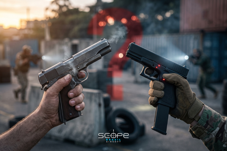 Pistola a gás ou elétrica (AEP): Qual escolher para o seu jogo?